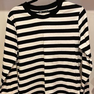 Zara Black and White Striped Top